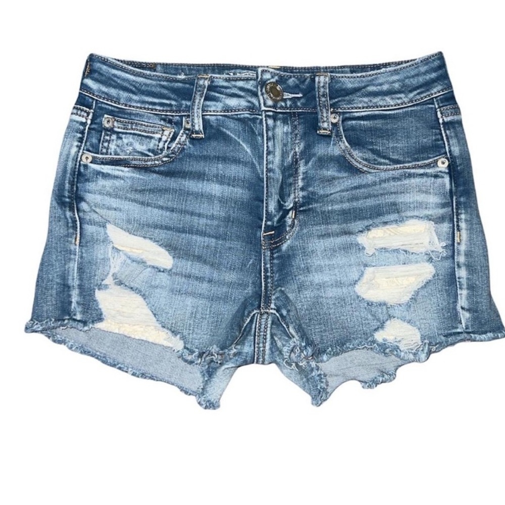 American Eagle Outfitters Blue Distressed Jean Shorts